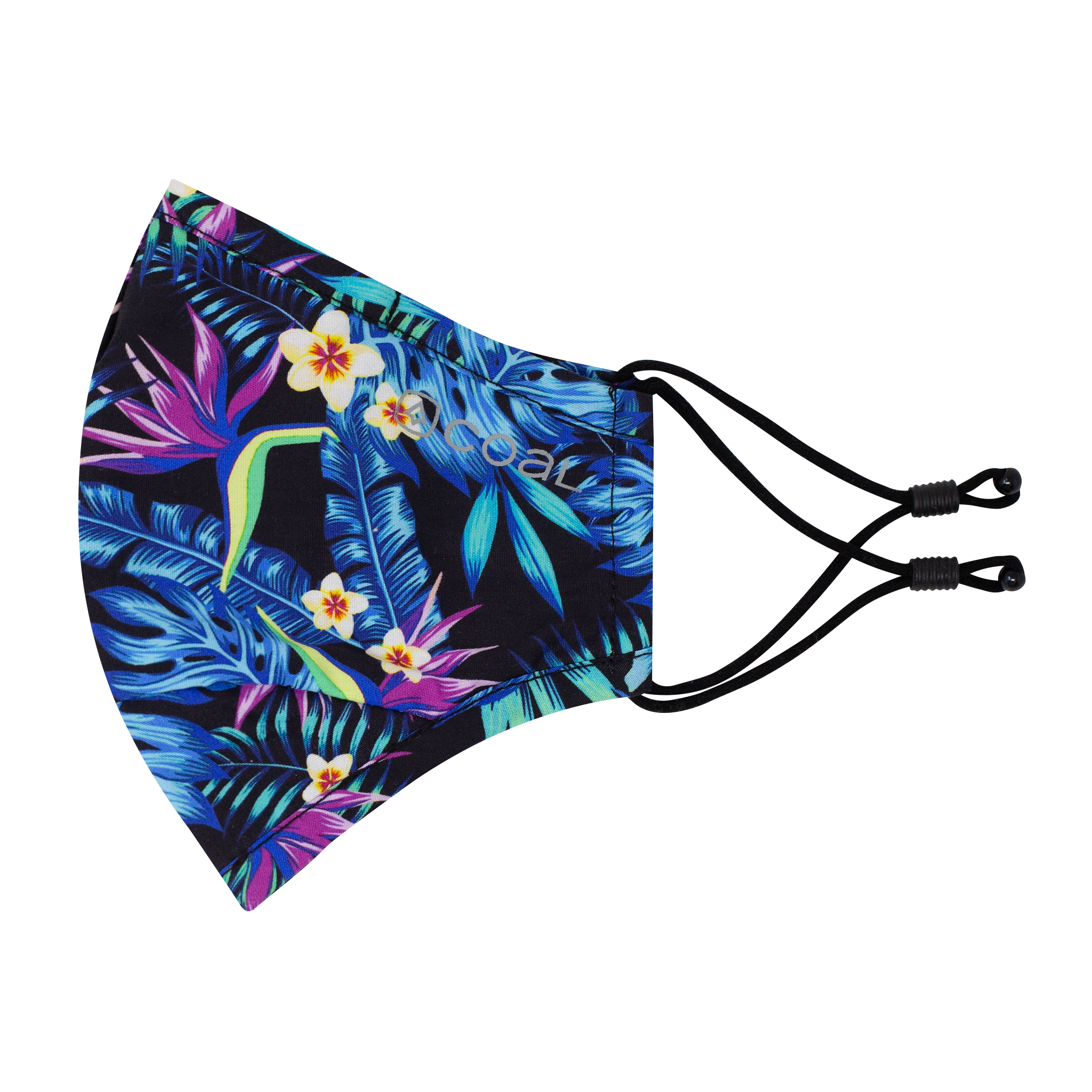 The Ergo Face Mask with Filter Pocket - Tropical Print, Black