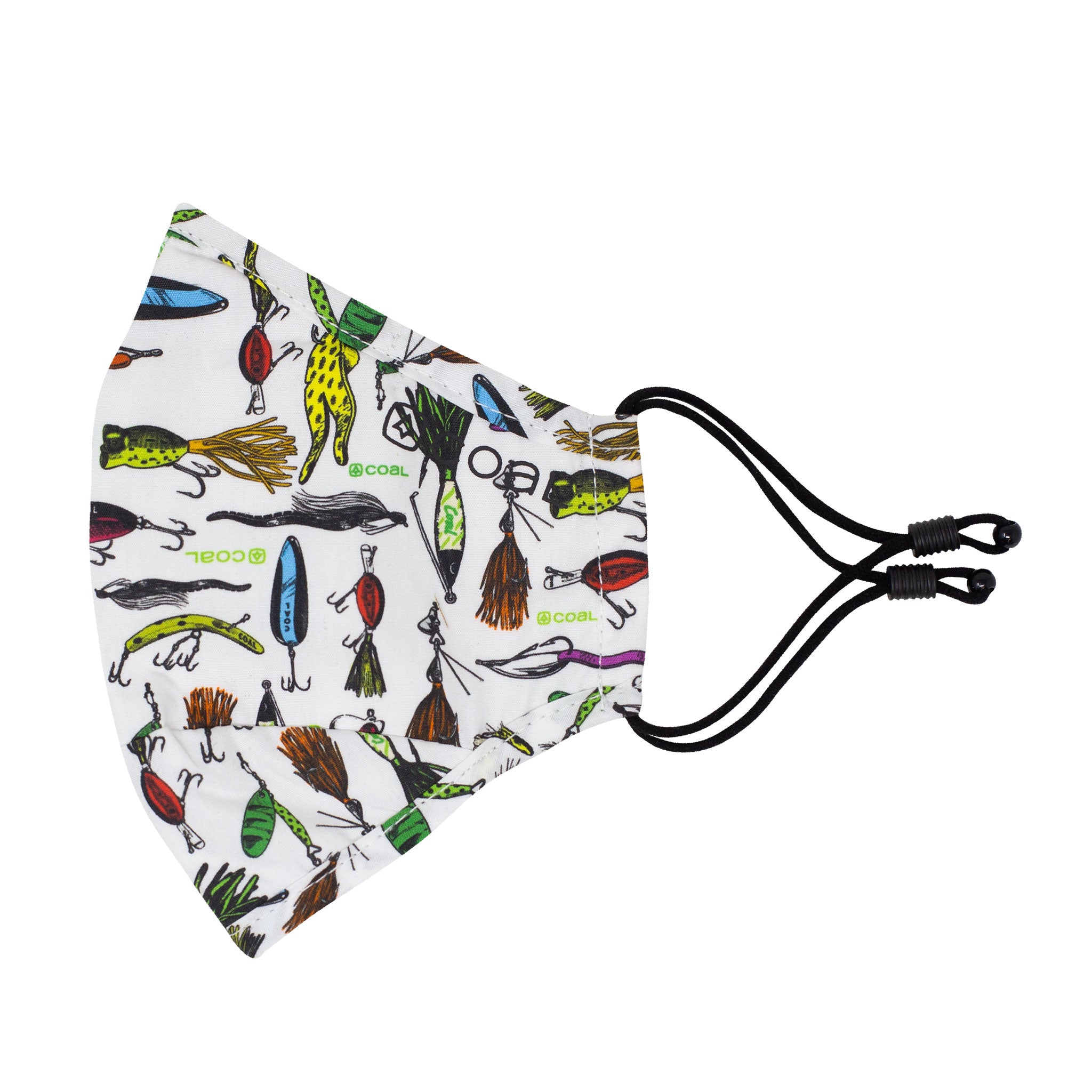 The Ergo Face Mask with Filter Pocket - Fishing Print, White Lure
