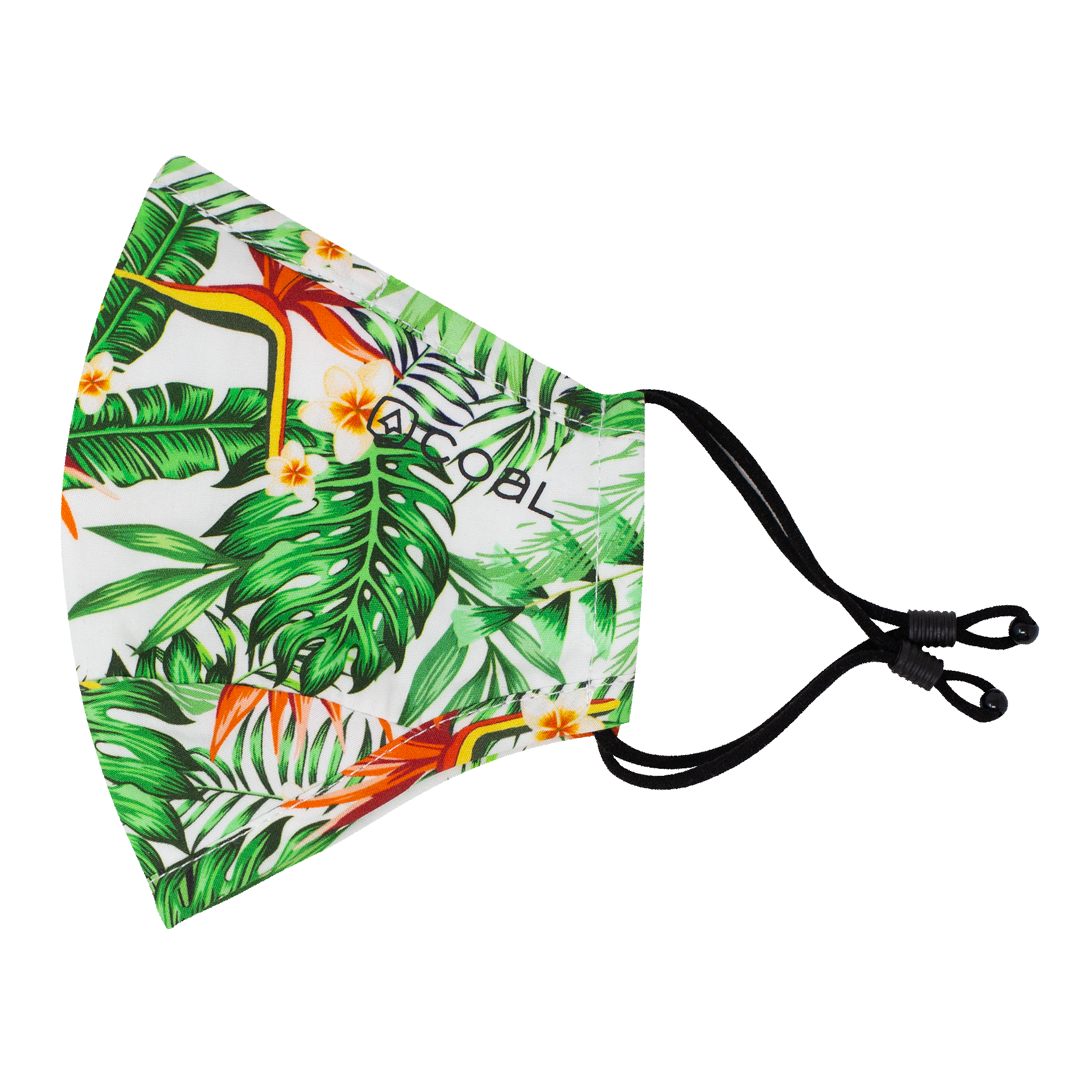 The Ergo Face Mask with Filter Pocket - Tropical Print, White