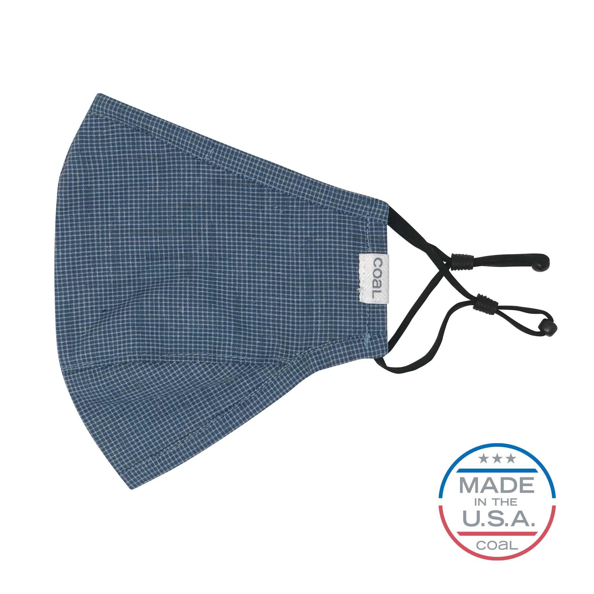 The Ergo Face Mask with Filter Pocket - USA Made, Navy Gingham